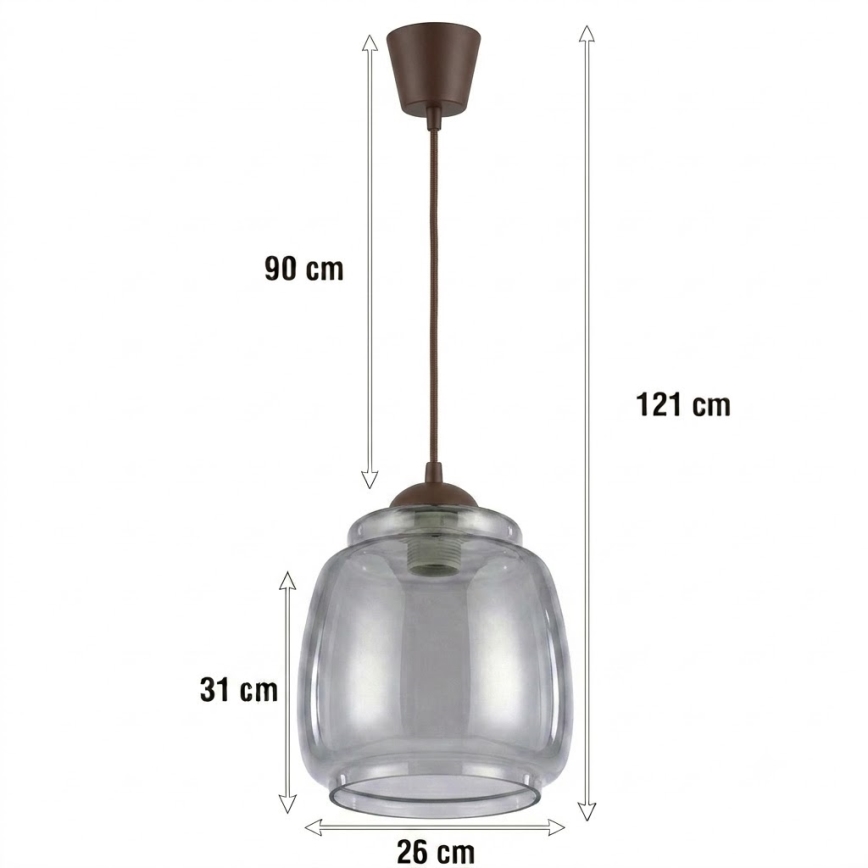 Brilagi - Lampada a sospensione LED su cavo RETRO GLASS 1xE27/60W/230V Ø 26 cm marrone/grigio fumé