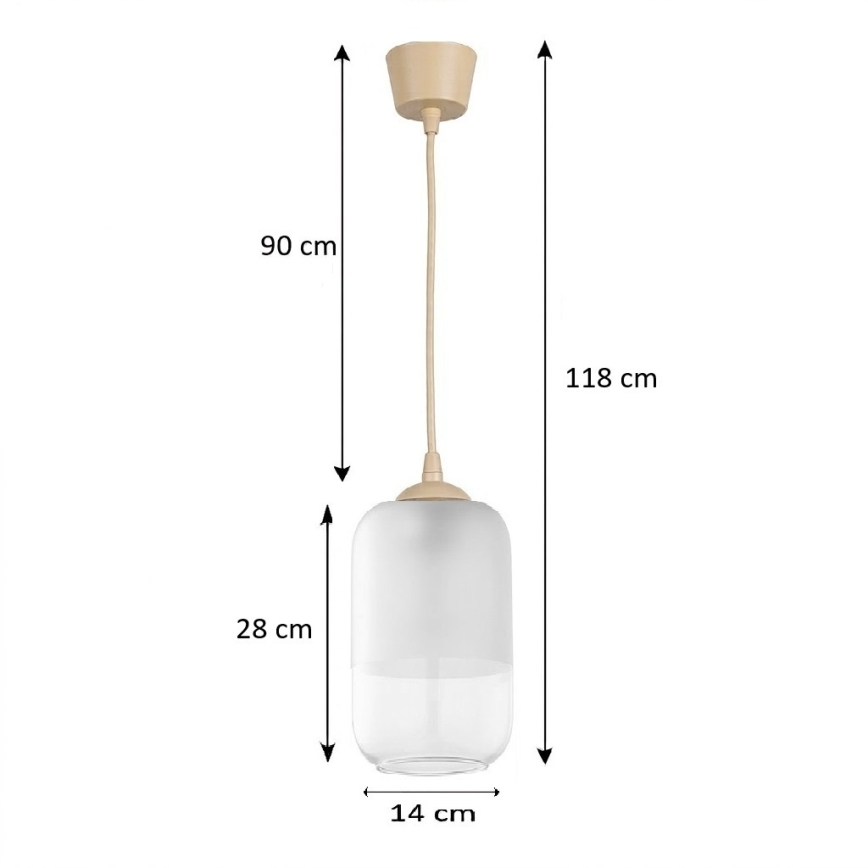 Brilagi - Lampadario LED a cavo RETRO GLASS 1xE27/60W/230V Ø 14 cm beige/bianco