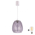 Brilagi - Lampadario LED a cavo RETRO GLASS 1xE27/60W/230V Ø 26 cm bianco/grigio fumé