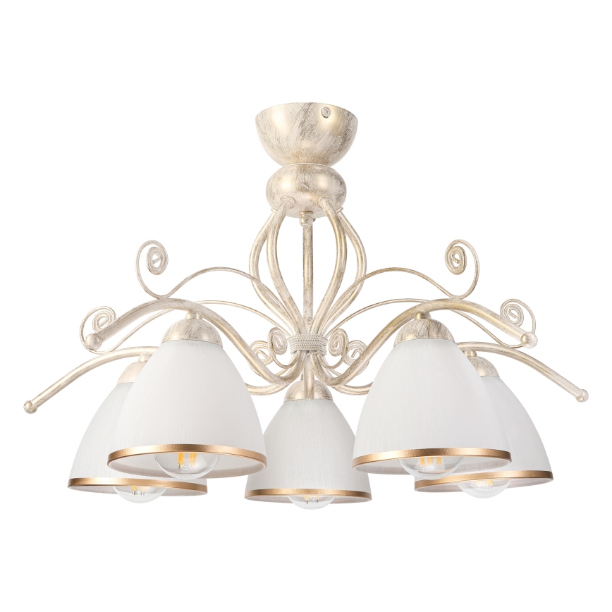 Brilagi - Lampadario LED a montaggio superficiale ANTICO 5xE27/60W/230V 3000K bianco patinato