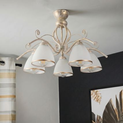 Brilagi - Lampadario LED a montaggio superficiale ANTICO 5xE27/60W/230V 3000K bianco patinato