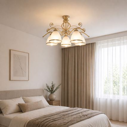 Brilagi - Lampadario LED a montaggio superficiale ANTICO 5xE27/60W/230V 3000K bianco patinato