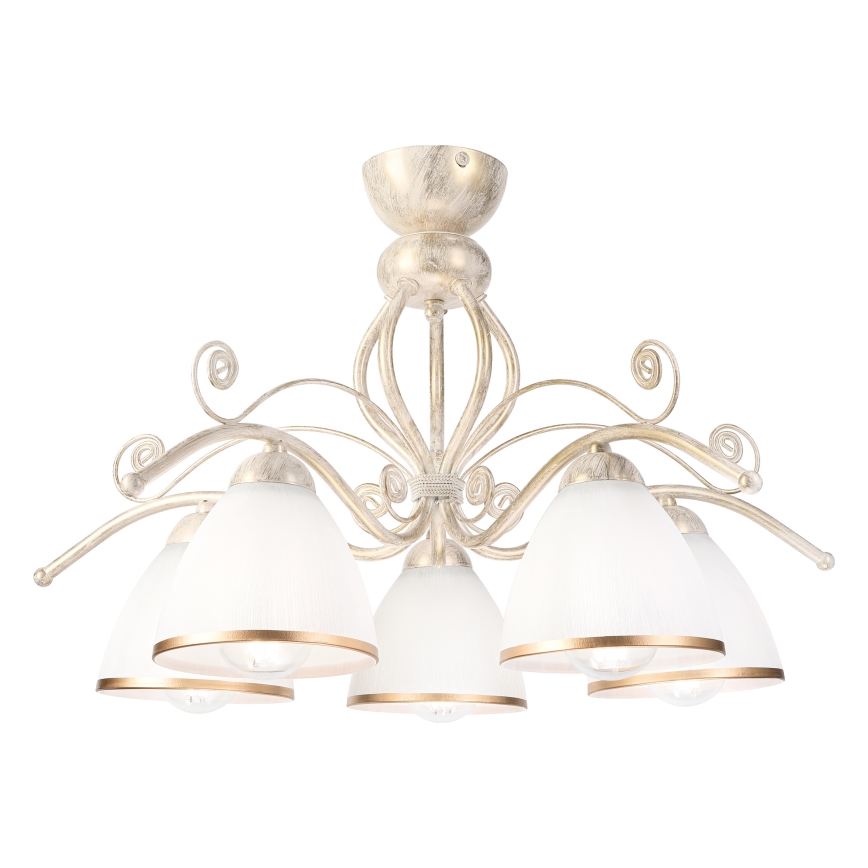 Brilagi - Lampadario LED a montaggio superficiale ANTICO 5xE27/60W/230V 3000K bianco patinato