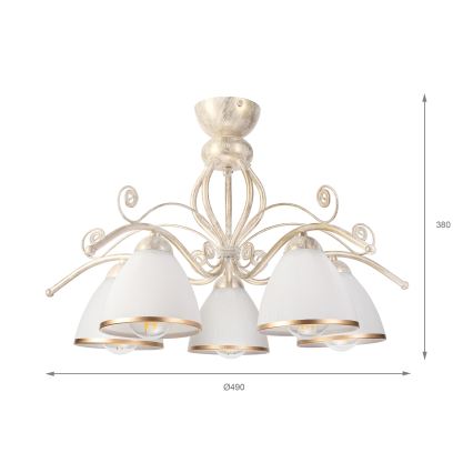 Brilagi - Lampadario LED a montaggio superficiale ANTICO 5xE27/60W/230V 3000K bianco patinato