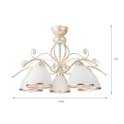 Brilagi - Lampadario LED a montaggio superficiale ANTICO 5xE27/60W/230V 3000K bianco patinato