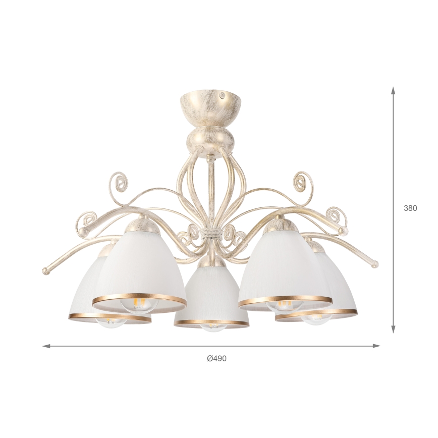 Brilagi - Lampadario LED a montaggio superficiale ANTICO 5xE27/60W/230V 3000K bianco patinato