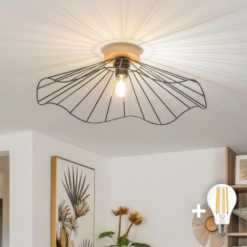 Brilagi - Lampadario LED a montaggio superficiale CERIA WIRE 1xE27/40W/230V Ø 60 cm nero/rovere