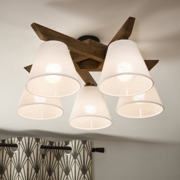 Brilagi - Lampadario LED a plafone ANTHONY 5xE14/40W/230V rovere noce/bianco