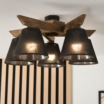 Brilagi - Lampadario LED a plafone ANTHONY 5xE14/40W/230V rovere noce/nero