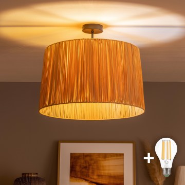 Brilagi - Lampadario LED a plafone CERIA BOHO 1xE27/60W/230V Ø 50 cm nero/rafia