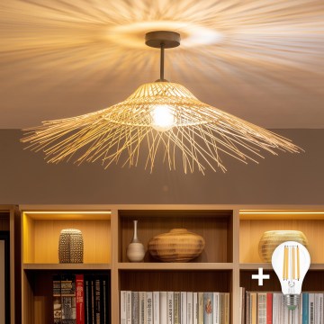 Brilagi - Lampadario LED a plafone CERIA BOHO 1xE27/60W/230V Ø 70 cm nero/beige