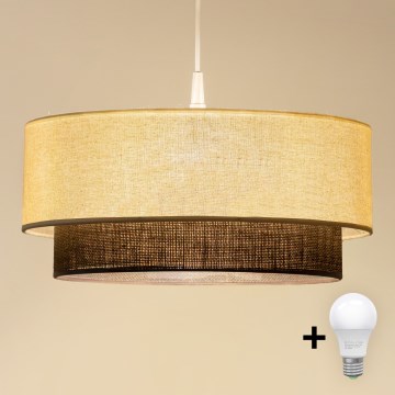 Brilagi - Lampadario LED a sospensione con cavo BOHO STYLE 1xE27/15W/230V Ø 40 cm crema/marrone
