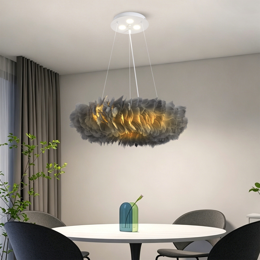 Brilagi - Lampadario LED a sospensione con cavo FEATHER 3xE27/40W/230V + 3xLED/3W Ø 50 cm grigio