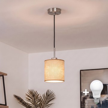 Brilagi - Lampadario LED a sospensione con cavo NUBILA 1xE27/60W/230V Ø 14 cm nero/marrone chiaro