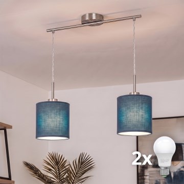 Brilagi - Lampadario LED a sospensione con cavo NUBILA 2xE27/60W/230V blu scuro
