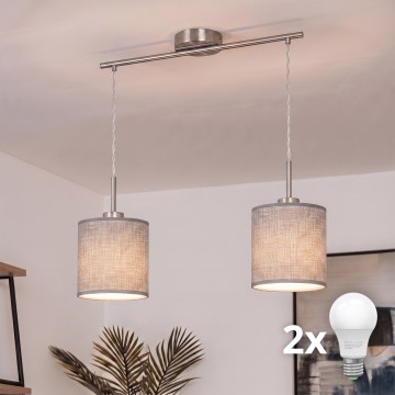 Brilagi - Lampadario LED a sospensione con cavo NUBILA 2xE27/60W/230V grigio
