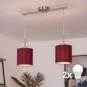Brilagi - Lampadario LED a sospensione con cavo NUBILA 2xE27/60W/230V rosso pompeiano
