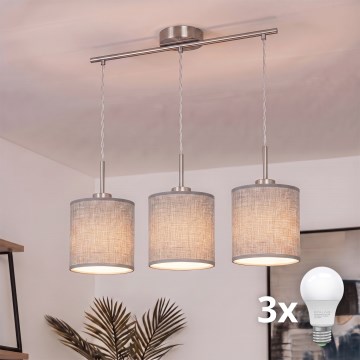 Brilagi - Lampadario LED a sospensione con cavo NUBILA 3xE27/60W/230V grigio