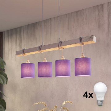 Brilagi - Lampadario LED a sospensione con cavo NUBILA 4xE27/60W/230V grigio/viola