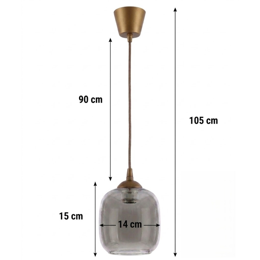 Brilagi - Lampadario LED a sospensione con cavo RETRO GLASS 1xE27/60W/230V Ø 14 cm marrone/grigio fumé