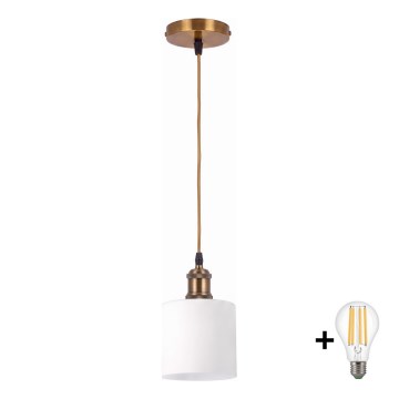 BRILAGI - Lampadario LED a sospensione con cavo RETRO GLASS 1xE27/60W/230V Ø 10 cm oro/bianco