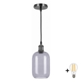 BRILAGI - Lampadario LED a sospensione con cavo RETRO GLASS 1xE27/60W/230V Ø 14 cm nero/grigio fumé