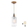BRILAGI - Lampadario LED a sospensione con cavo RETRO GLASS 1xE27/60W/230V Ø 14 cm oro/bianco