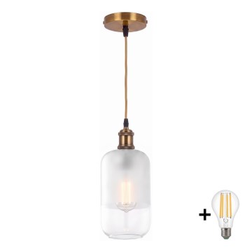BRILAGI - Lampadario LED a sospensione con cavo RETRO GLASS 1xE27/60W/230V Ø 14 cm oro/bianco