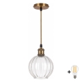BRILAGI - Lampadario LED a sospensione con cavo RETRO GLASS 1xE27/60W/230V Ø 18 cm dorato/trasparente
