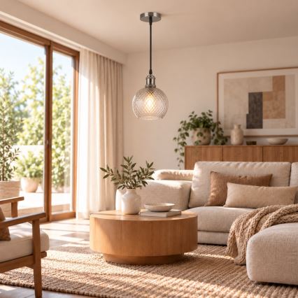 BRILAGI - Lampadario LED a sospensione su cavo RETRO GLASS 1xE27/60W/230V Ø 25 cm nero/grigio fumé