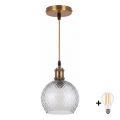 BRILAGI - Lampadario LED a sospensione con cavo RETRO GLASS 1xE27/60W/230V Ø 25 cm oro/grigio fumé