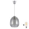 Brilagi - Lampadario LED a sospensione con cavo RETRO GLASS 1xE27/60W/230V Ø 26 cm argento/fumé