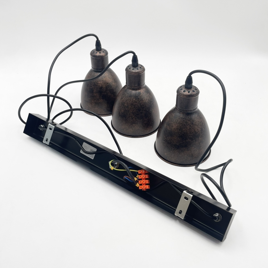 BRILAGI - Lampadario LED a sospensione con cavo RIDDY 3xE27/60W/230V rame/patina