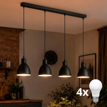 Brilagi - Lampadario LED a sospensione con cavo RIDDY 4xE27/60W/230V nero