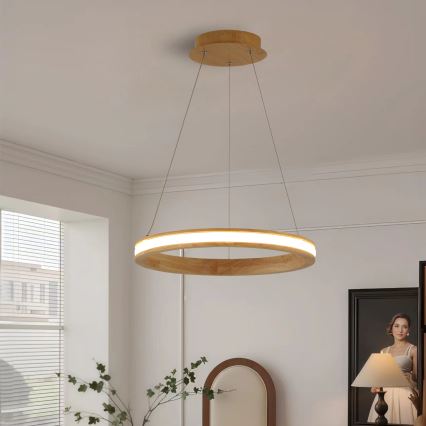 Brilagi - Lampadario LED a sospensione con cavo UMEA WOOD LED/30W/230V Ø 40 cm, in legno di caucciù