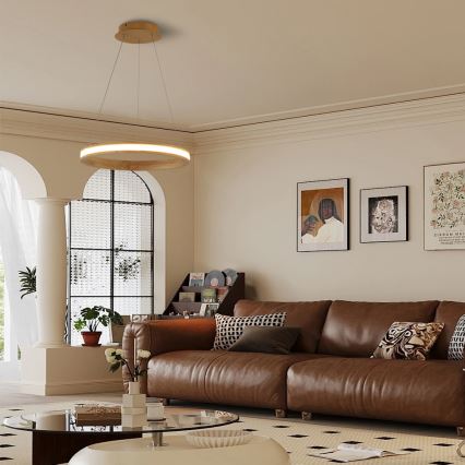 Brilagi - Lampadario LED a sospensione con cavo UMEA WOOD LED/30W/230V Ø 40 cm, in legno di caucciù