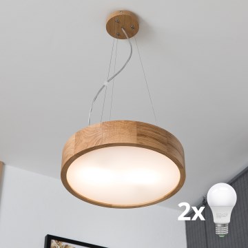 Brilagi - Lampadario LED a sospensione con filo CARVALHO 2xE27/60W/230V quercia diametro 37 cm