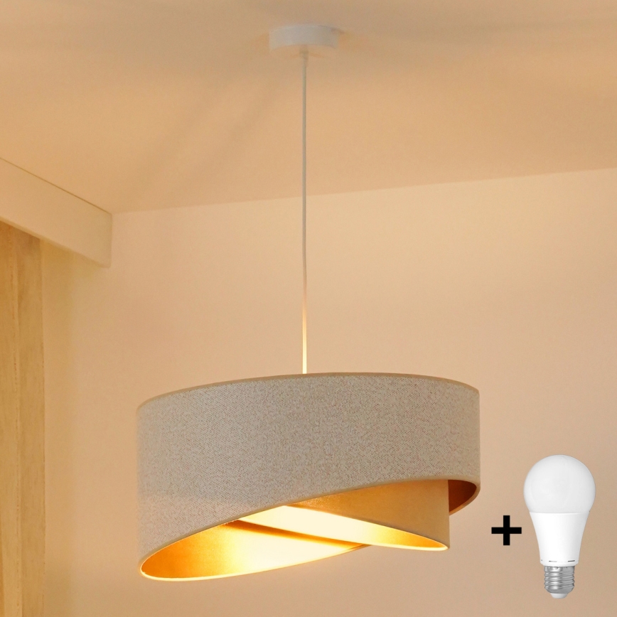 Brilagi - Lampadario LED a sospensione con filo LYRA 1xE27/15W/230V bianco/beige/oro