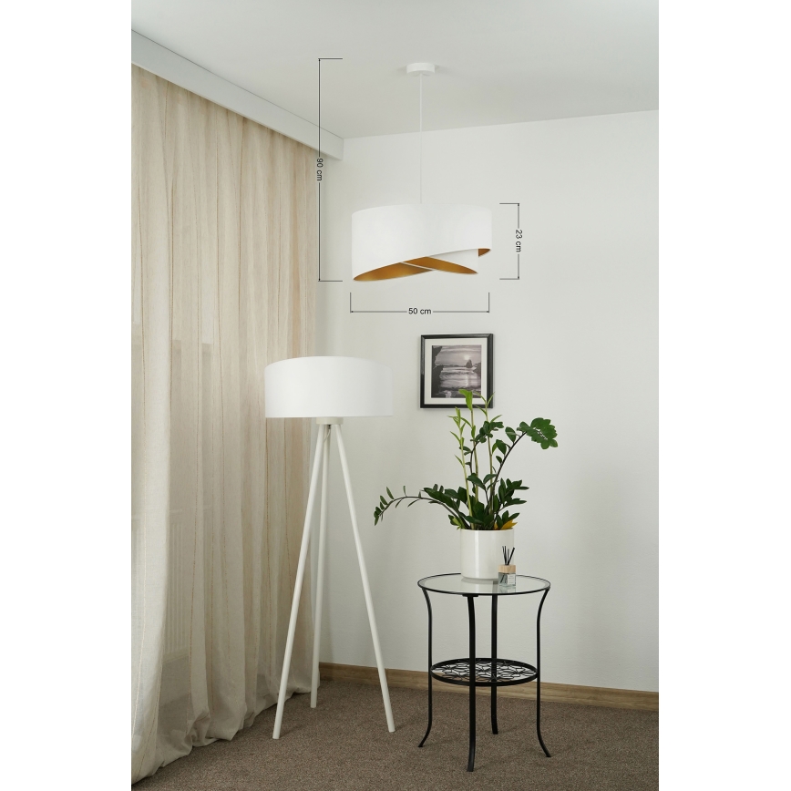 Brilagi - Lampadario LED a sospensione con filo LYRA 1xE27/15W/230V bianco/oro