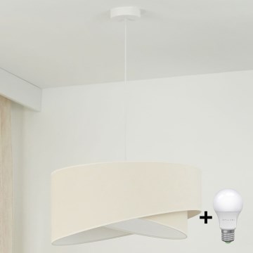 Brilagi - Lampadario LED a sospensione con filo LYRA 1xE27/15W/230V color crema/bianco