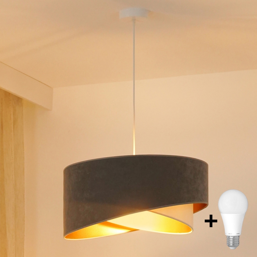 Brilagi - Lampadario LED a sospensione con filo LYRA 1xE27/15W/230V grigio/color crema/oro