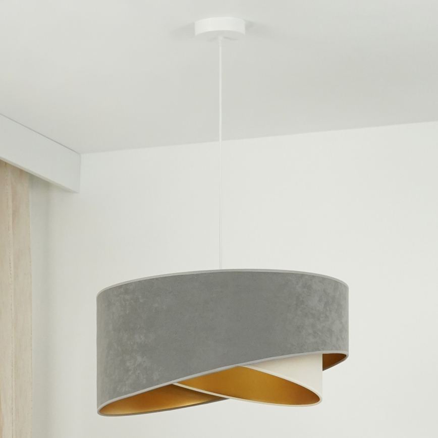 Brilagi - Lampadario LED a sospensione con filo LYRA 1xE27/15W/230V grigio/color crema/oro