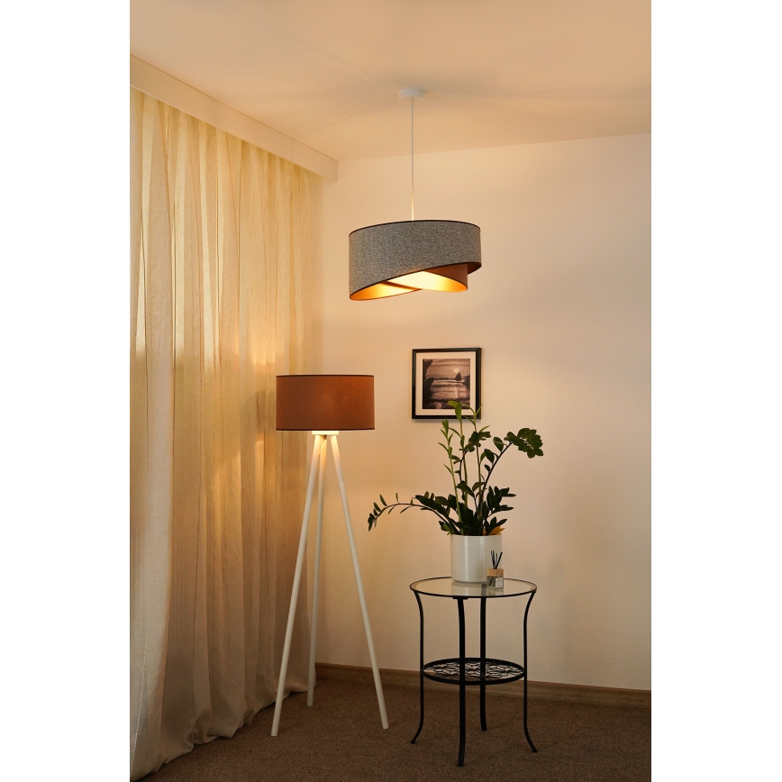 Brilagi - Lampadario LED a sospensione con filo LYRA 1xE27/15W/230V grigio/color crema/oro