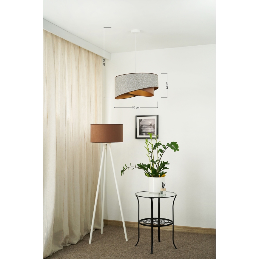 Brilagi - Lampadario LED a sospensione con filo LYRA 1xE27/15W/230V grigio/color crema/oro