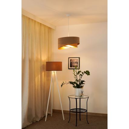 Brilagi - Lampadario LED a sospensione con filo LYRA 1xE27/15W/230V marrone/oro