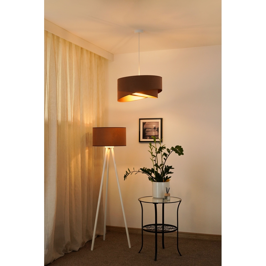 Brilagi - Lampadario LED a sospensione con filo LYRA 1xE27/15W/230V marrone/oro