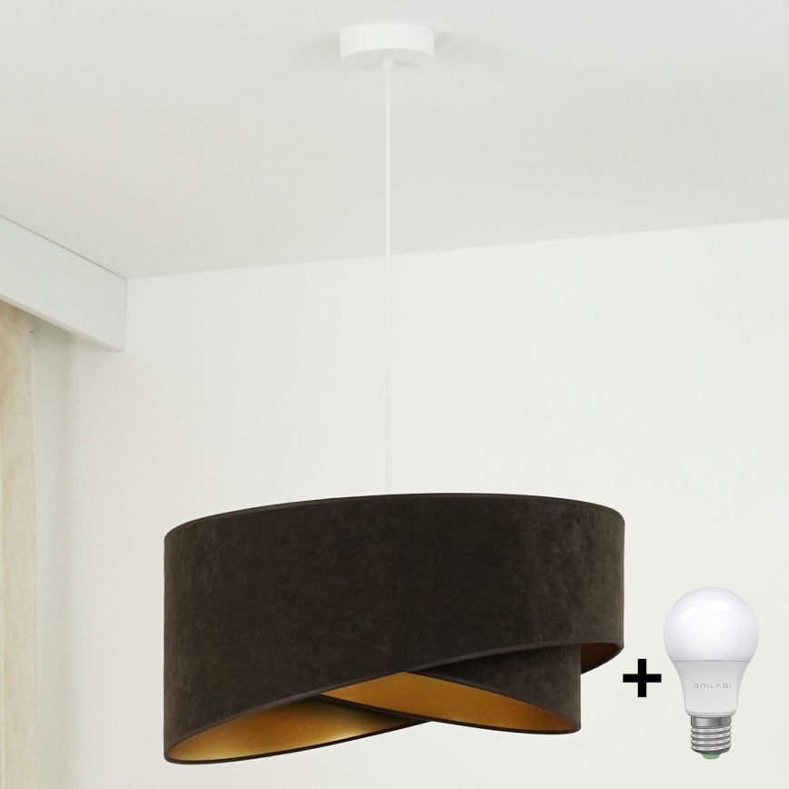 Brilagi - Lampadario LED a sospensione con filo LYRA 1xE27/15W/230V marrone scuro/oro