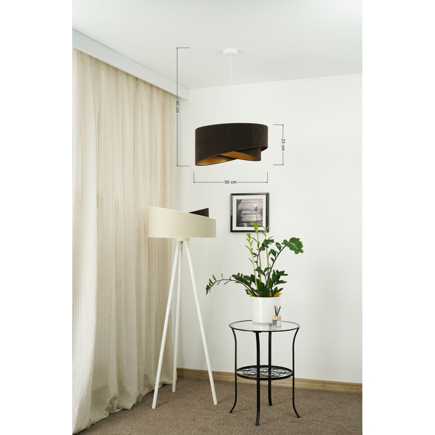 Brilagi - Lampadario LED a sospensione con filo LYRA 1xE27/15W/230V marrone scuro/oro