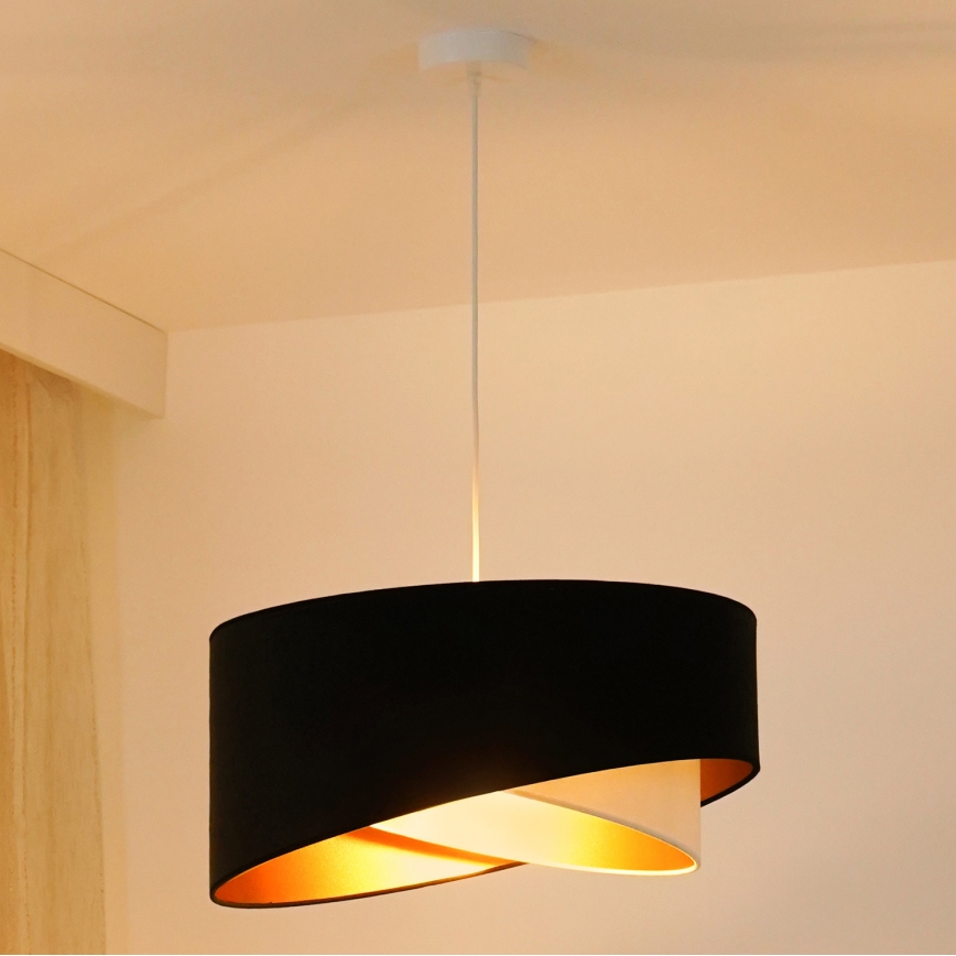 Brilagi - Lampadario LED a sospensione con filo LYRA 1xE27/15W/230V nero/color crema/oro
