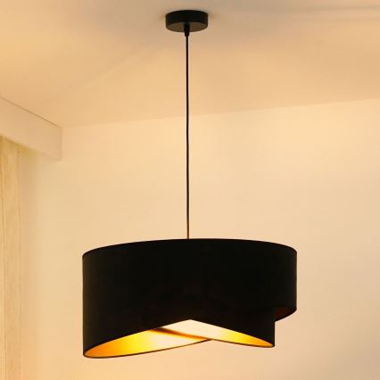 Brilagi - Lampadario LED a sospensione con filo LYRA 1xE27/15W/230V nero/oro
